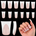 outopen 120pcs Duck Nail Tips Short Flesh Pink French Duck Tips Full Cover Fan Flare Duck Tips for Wide Press on Nail Crystal Duck Feet Nail Tips for Polygel Acrylic Extension, 12 Sizes