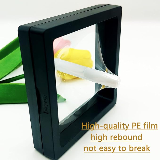 Press On Nail Packaging Boxes 3D Floating Press On Nail Storage Box Nail Display Box with 60pcs Double Sided Adhesive Nail Display Tape for Nail Tech (Black, 3.5 inch)