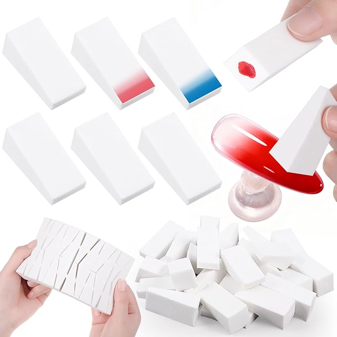 Mimorou 144 Pcs Ombre Nail Sponges Mini Nail Art Sponges White Ombre Brush Professional Tools Accessories Supplies Home DIY Art Salon, 1.7"x0.7"x0.75"