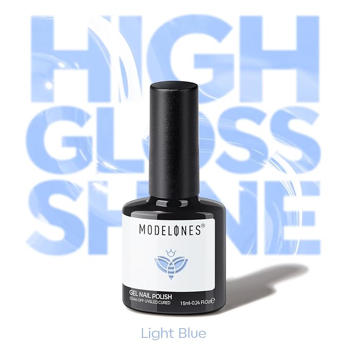 modelones Powder Blue Gel Nail Polish Ligh Blue Pastel Nail Poish Soak Off Pastel U V DIY Gel Nail Manicure 15 ML