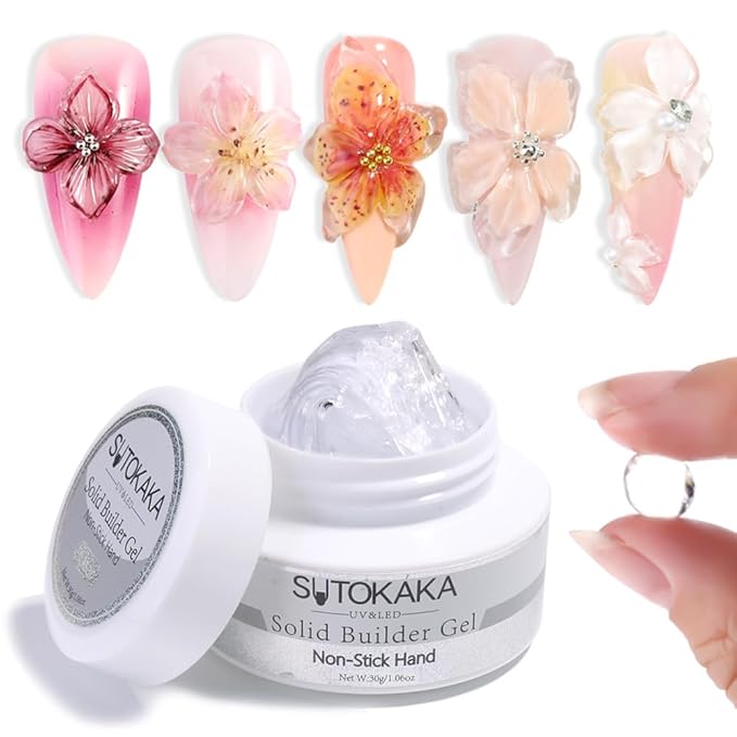 Solid Builder Gel for Nails, 30g Clear Non-Sticky Hand 3D Sculpting Modeling Carving Hard Gel Nail Extension Glue for Nail Art Salon Home DIY