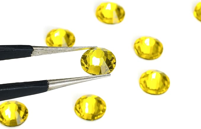 1440pcs Flat Back Rhinestones Glitter Round Crystal Gems Glass Rhinestones for Crafts Nail Art Clothes Shoes DIY Decorations, Lemon Yellow, SS16, 3.8-4.0mm