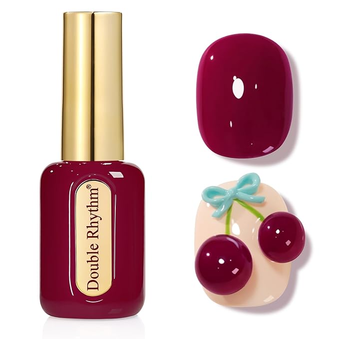 Double Rhythm 0.50 OZ Gel Polish Hema Free Same Color Same Bottle Golden Round Translucent Neutral Natural Milky 15 ML Jelly UV Polish Art DIY at Home (Purple Red-C1562)