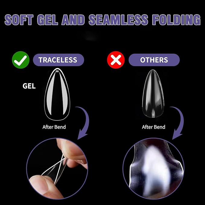 Press On Nails Thicker Medium Almond Nail Tips,600pcs Gel Flase Nails Tips Acrylic Tip, 15 Sizes 00-13 Fake Tips,Nails Tips, Soft Acrylic Press On Nail Valentines Gifts for Women