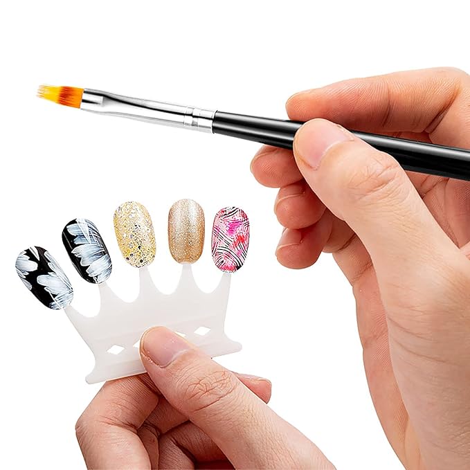 SILPECWEE 7Pcs Ombre Brush For Gel Nails Acrylic Nail Art Brush Fan Nail Brush Nail Gradient Pen Nail Sponges Pens Nail Art Tools For Salon&DIY