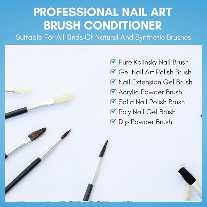 Makartt Nail Art Brushes Cleaner: Nail Polish Brush Bristles Conditioner Restorer Liquid for Solid Gel/Nail Extension/Builder Gel/Dip Powder Manicure - 70ml/2.36 Fl.oz