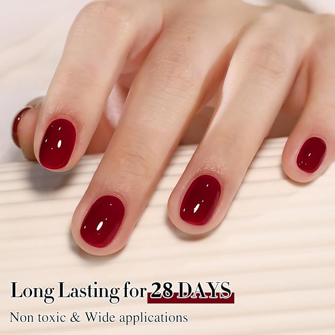 Double Rhythm 0.50 OZ Gel Polish Hema Free Same Color Same Bottle Golden Round Translucent Neutral Natural Milky 15 ML Jelly UV Polish Art DIY at Home (Dark Burgundy-C1563)