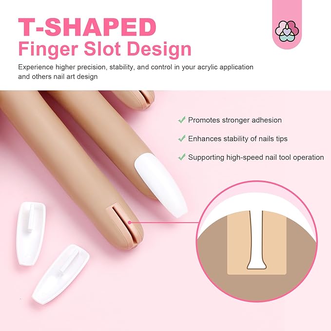 Saviland Silicone Practice Hand for Acrylic Nails, Upgraded Flexible Moveable Fake Hands with No Breaking or Falling, Manicure Training Hand Nail Kit with 100PCS Nails Tips Home Salon Holiday Gift