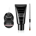 Makartt 2pcs Nail Rhinestone Glue Gel with Brush Pen Set, 38ml Clear Nail Gem Glue Gel Super Strong Adhesive Nail Art Glue Gel for Nail Decorations 3D Stones Charms Flowers(Nail Lamp Needed,8ML+30ML)