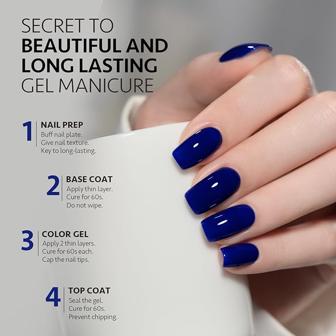 GAOY Deep Blue Gel Nail Polish, 16ml Soak Off Gel Polish, UV Light Cure for Nail Art DIY Manicure at Home, 1532 Midnight Blue