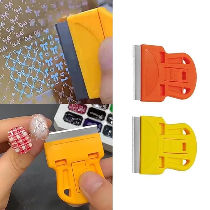 4 Pack Nail Art Plates Razor Blade Scraper Small Stainless Steel Template Cleaning Razor Scraper Glue Remover Tool for Nail Stamping Plates Set Nail Art Stamper Scraper Nail Stamp Plate Kit