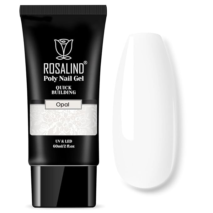 ROSALIND Opal White Poly Extension Gel, 2 oz White Poly Nail Gel for Nail Art Decoration, Nails Thickening Extension Easy to DIY Use at Home Need UV Lamp (Update Version)