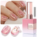 Double Rhythm 0.5 Oz Cat Eye Gel Polish with Magnet Same Color Same Bottle Holographic Glitter Shimmer Translucent Color Salon 15 ML Magnetic Nail Art (Plum Pink-MC1181)