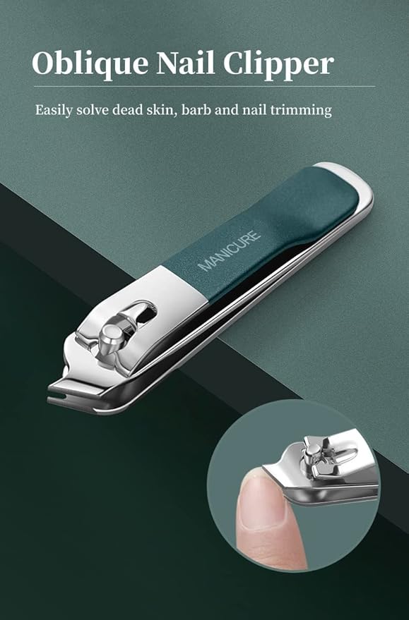4 Pcs Manicure Set Stainless Steel Nail Clippers, Beauty Tool Portable Set Professional Grooming Kits, Travel Nail Kit for Men and Women (Green)