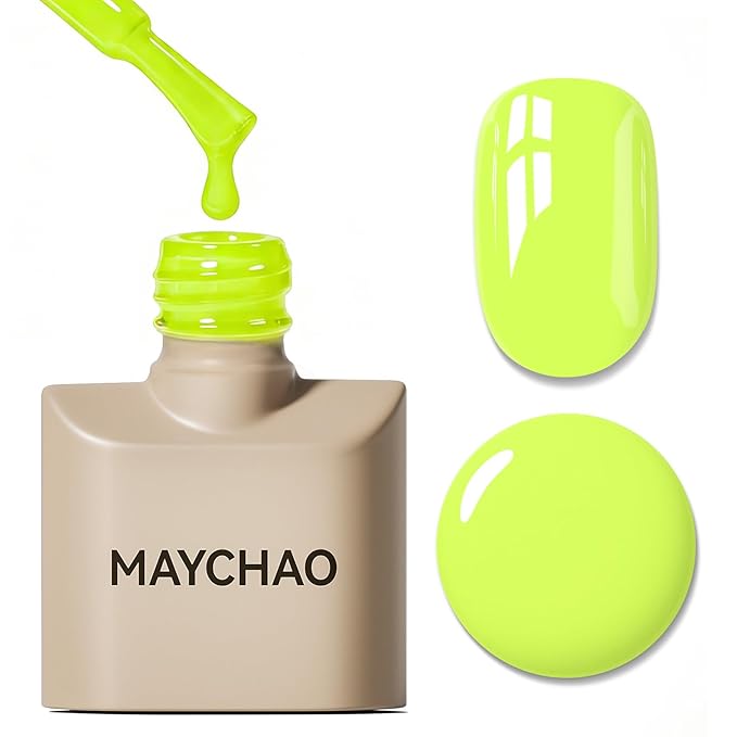 MAYCHAO 15ML Gel Nail Polish 1Pc Lime Gel Polish Soak Off UV LED Nail Polish Nail Art Starter Manicure Salon DIY at Home, 0.5 OZ