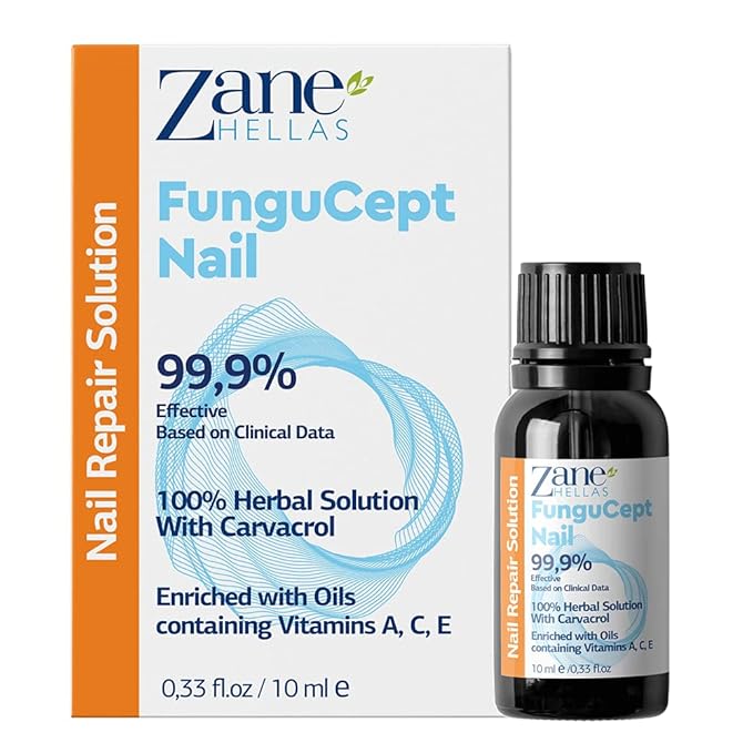 Zane Hellas FunguCept Nail Solution. Nail Solution for Discolored, Thickened, Crumbled Nails. Visible Results in 4 Weeks 0.33 oz -10ml