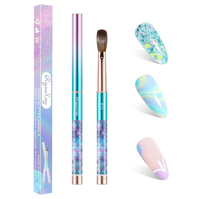 100% Kolinsky Acrylic Nail Brush- Size 10 Professional Nail Brush for Acrylic Application Acrylic Powder Brush for Nail Art DIY Home Salon Nail Manicure (Blue)