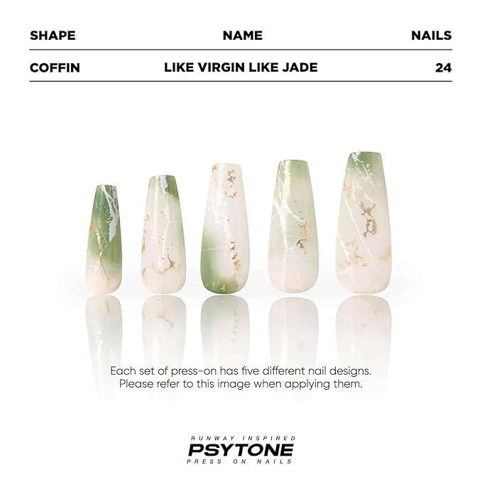 PSYTONE Fake Nails Green Press on Nails Long Stiletto Acrylic False Nails Full Cover Stiletto Fake Nails Acrylic Press on Nails Long Nude False Nails Full Cover Nails for Women and Girls 30 PCS