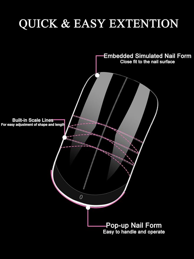 300 Pcs 15 Sizes Polygel Toenail Forms for Extention Full Cover Toes Dual Forms for Polygel Acrylic Poly Gel Nail Forms Reusable Toe Nail Tips Mold