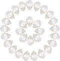 MECCANIXITY 48 Pcs 3D Teardrop Rhinestones Diamond Nail Charm Crystal Pointback K9 Glass Rhinestones Crystal Gems for Jewelry Making, Craft, 10x14mm, Silvery