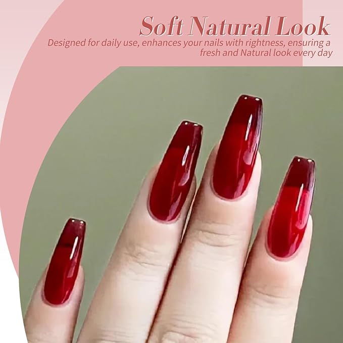 Born Pretty Jelly Nude Pink Gel Nail Polish Red Burgundy Blood Wine Red Valentine's Day Gel Polish Sheer Transparent Gel Polish Kit Wild Rose for Salon Manicure and Nail Art DIY at Home 6Colors