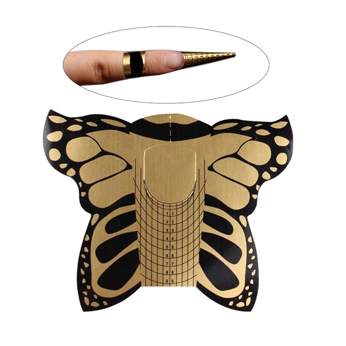500pcs Pro Butterfly Square Tips Nail Form Forms for C Curve Acrylic UV Gel Nails Builder Nail Extension Nail Art Tool Guide Stickers Dispenser