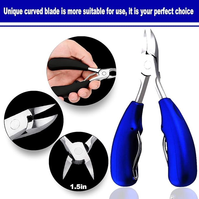 Upgraded 10PCS Ingrown Toenail Tools Kit, Nail Clippers for Thick & Ingrown Toenails Heavy Duty Professional Podiatrist Toenail Clippers Kits Stainless Steel, Suitable for Men, Women and Seniors(blue)