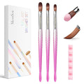 MelodySusie 3Pcs Acrylic Nail Brush Set, Size 8/10/14 with Brush Holder, Nail Art Brushes for Acrylic Application Powder Nail Extension and 3D Carving, Nail Art Tools for DIY Home Salon, Pink-Silver