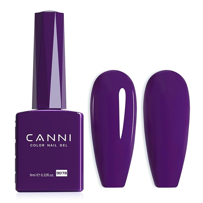 CANNI Purple Gel Nail Polish, 1Pcs Dark Purple Gel Polish Neon Color High Gloss Soak Off U V Nail Manicure Salon DIY