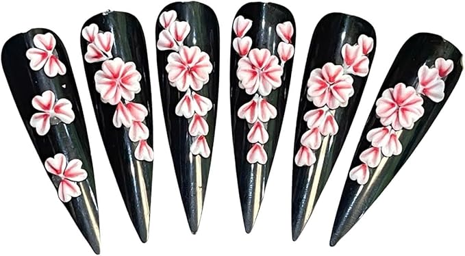 Set 20Pcs White Red Heart 3D Flowers for Nails, Handmade 3D Acrylic Flowers for Valentine - Wedding Nails, Flower Nail Made by Acrylic Powder Design Deco Nail Art Women Girls (15 White Red Heart 2#)