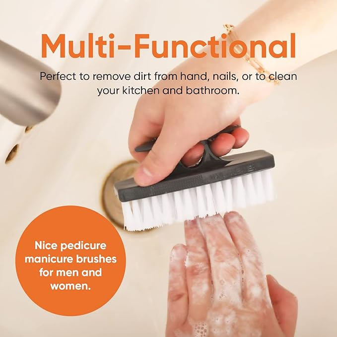 Superio Nail Brush for Cleaning Fingernails, Toe & Foot - All-Purpose Stiff Cleaning Brush for Home, Kitchen, Work - Black