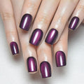 evpct Purple Cat Eye Press on Nails Extra Short Square, Petite Short Press on Stick on Nails for Women Gift, Dark Purple Holographic Glitter Glossy Reusable Stick on Gel Acrylic Fake Nail with Design