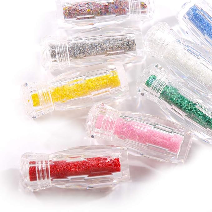 8 Bottles Of Mini Glitter Caviar Micro Crystal Beads 3D Nail Art Rhinestone Decorations DIY Manicure Accessories (mix)