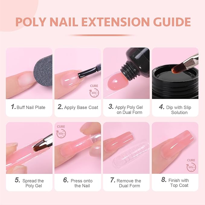 GAOY Poly Gel, 60g Nail Extension Gel, Tea Rose Builder Enhancement for Beginner & Professional Nail Art Salon DIY at Home
