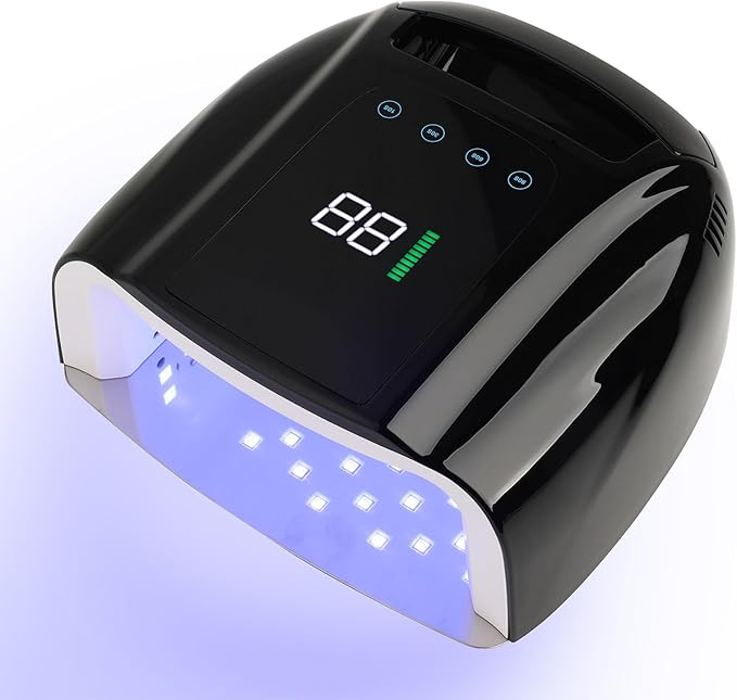 96W Rechargeable UV LED Nail Lamp UV Light for Gel Nails Cordless Nail Lamp Nail Dryer with 42 Beads Smart Sensor & Metal Base