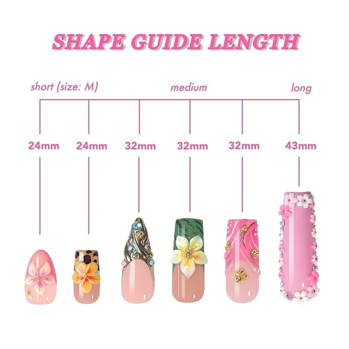 Leopard French Press-On Nails 10pcs, Handmade Acrylic Square Tips with 3D Blossom Flowers, Reusable Full Cover Nail Set for Trendy Everyday Style – Appife