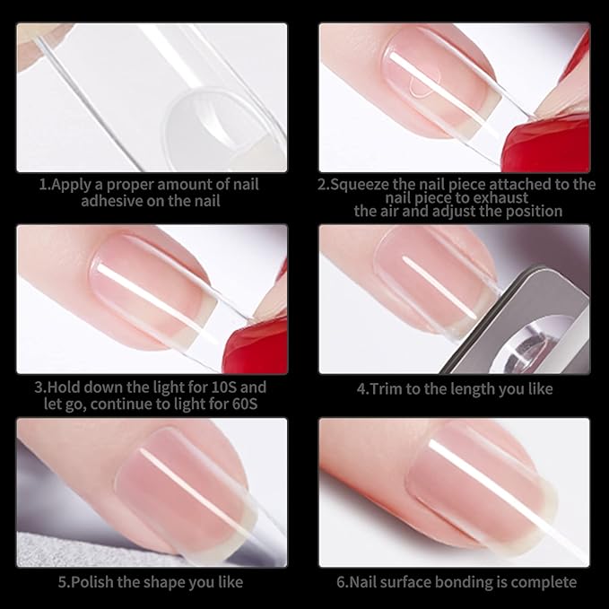 No C Curve Square Nail Tips XXL，Acrylic Nail Tips Square,SITELENABY 500 pcs Clear Fake Nails for Nail Salons,Nail Tech Must Have