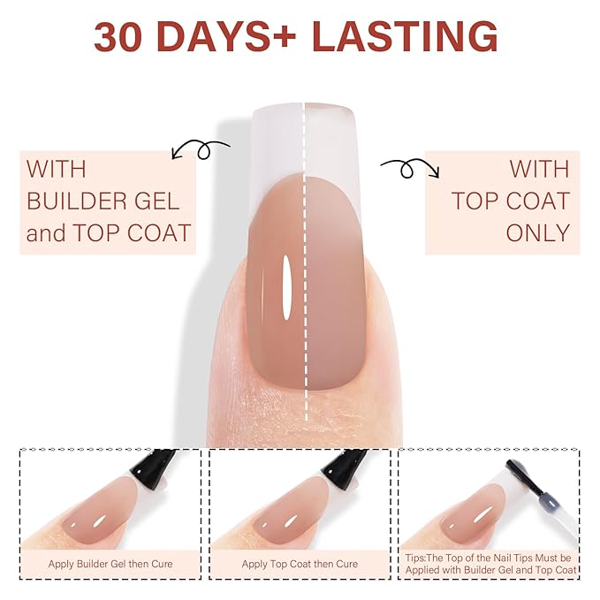 AILLSA French Gel Nail Tips,180 Pcs Long Square French Tip Press On Nails Dark Brown, Pre-Applied Primer & Base Coat, No Need File, Fake Nails Press ons with Designs DIY for Women Gift 15 Sizes