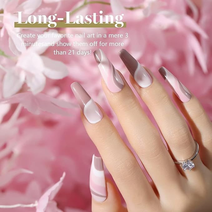 Beetles Wedding Gel Nail Polish Set - 6 Colors Nude Pink Mauve White Glitter Gel Polish Kit, Soak Off UV Led DIY Nail Art Home Manicure for Bride