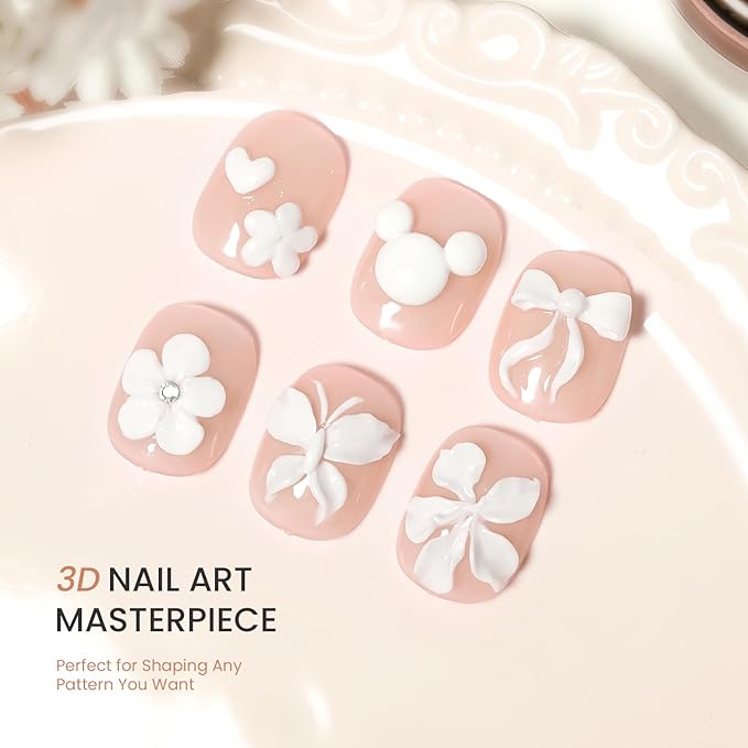 JODSONE White 3D Gel Nail Art Sculpting Gel Non-Sticky Molding Gels for Nails Solid U V LED Soak Off Gels Polish for Carving Molding and Building