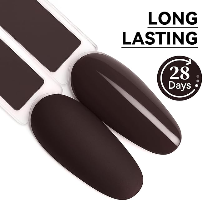 MEGIOR Dark Brown Gel Nail Polish 0.5 Fl Oz Brown Soak Off UV LED Lamp Light Cure Gel Polish Kit for Salon and Nail Art Starter Manicure DIY at Home