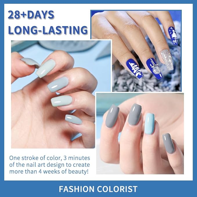 JR Nail Gel Polish 9pcs 15ml Set Blue Winter Serise Gel Polish Kit UV LED Soak Off Polish Nail Art Manicure Salon Diy Home Gift I