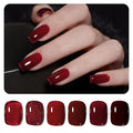 GAOY Red Gel Nail Polish Set, 6 Colors Burgundy Cherry Dark Red Jelly Glitter Soak Off UV Light Cure Gel Polish Kit for Salon and Nail Art DIY at Home