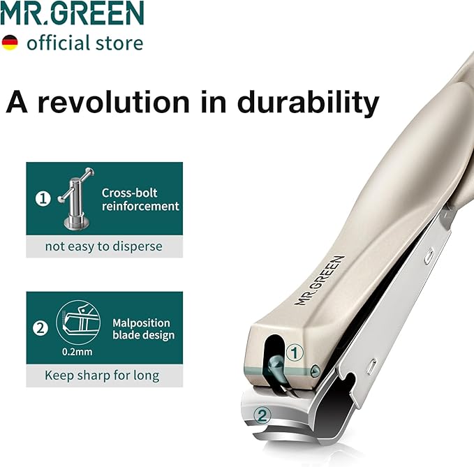 MR.GREEN Nail Clippers Stainless Steel Anti Splash Fingernail Cutter Manicure Tools Bionics Design Pedicure Scissor Nail Trimmer (Nail Clipper (Large))