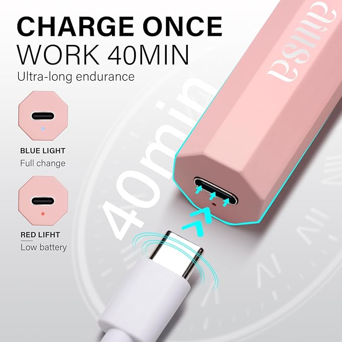 AILLSA Handheld UV Light for Gel Nails, Flash Cure LED Nail Lamp, Mini Portable Cordless for Fast Drying Home Salon (Pink)