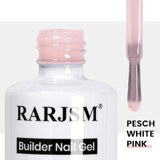 RARJSM Rubber Base Coat Gel Polish Nude Peach White Pink Skin Tone Rubber Base Gel for Nails Natural Color French Manicure Extend Gel Soak Off Curing Requires Single Bottle 15ml Salon Home DIY Use