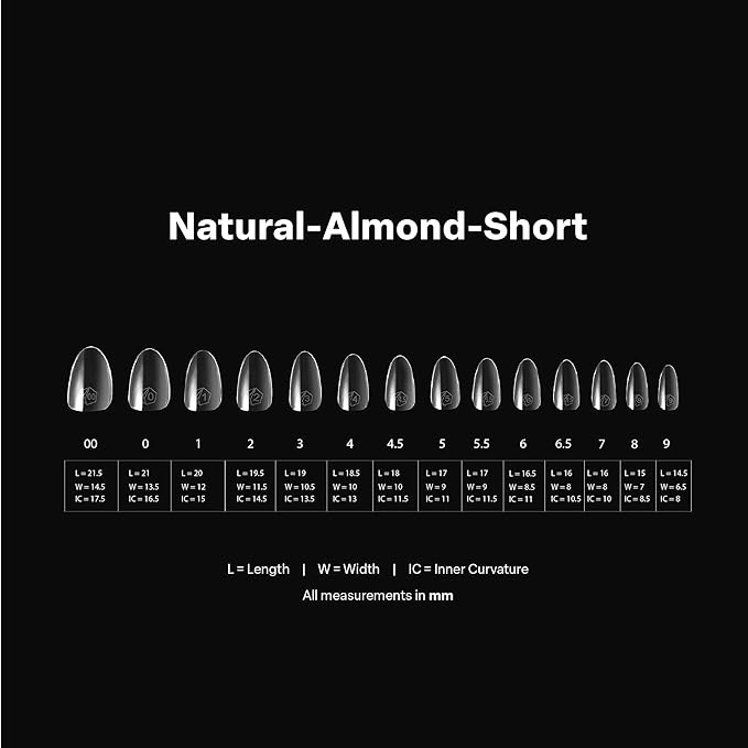 Aprés Gel-X® Almond Box of Nail Tips | 280 Gel-X Tips, Soft Tips, 14 Sizes 00-9 | Half-sizes Included (Natural Almond Short, 280 Count)