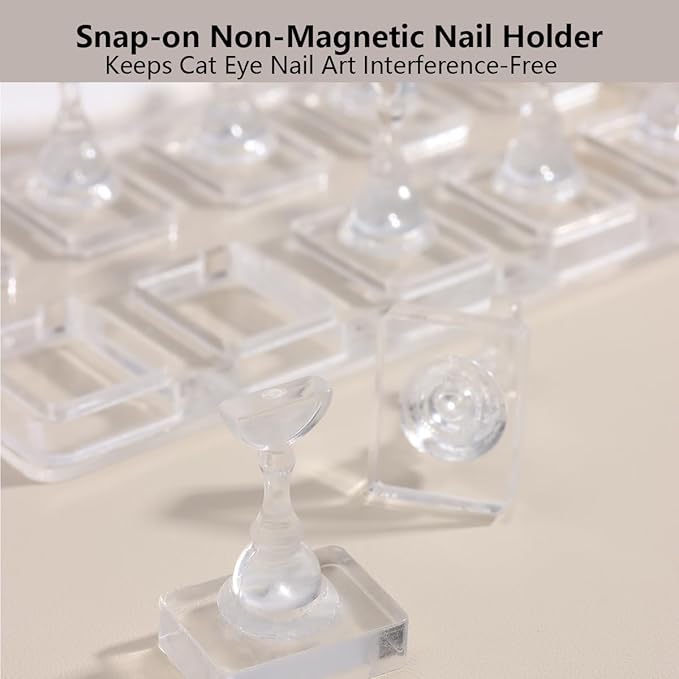 Nail Stand for Press On Nails Art Display Practice, Non-mangnetic Acrylic Stand Holder for Practice Tips with 200pcs Clear Reusable Adhesive, Beginner Nails Arts Kit Accessories DIY Tool
