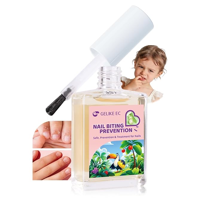 Gelike ec Stop Kids Nail Biting: Strong Extra Bitter Polish for Children - Safe Non Toxic Japanese Vegan Organic Formula to Stop Nail Biting & Thumb Sucking - Long Lasting Clear Treatment