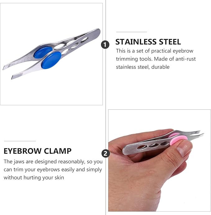 FRCOLOR 4pcs Stainless Steel Eyebrow Tweezers Eyebrow Sissor Kit Facial Tweezers Specialty Tools Clamp Eyelash Tweezers for Extensions Clips Tool Miss Selector Nail
